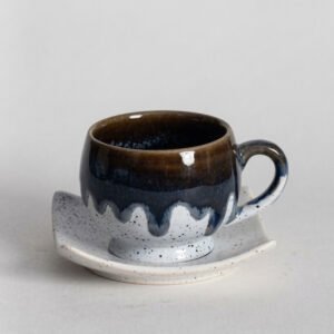 Cup Saucer (Brown and White)