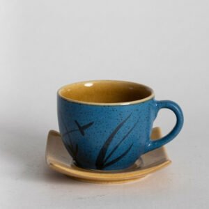 Cup Saucer (Blue and Brown)